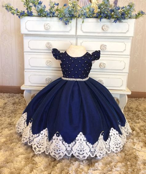 vestido de festa infantil azul marinho